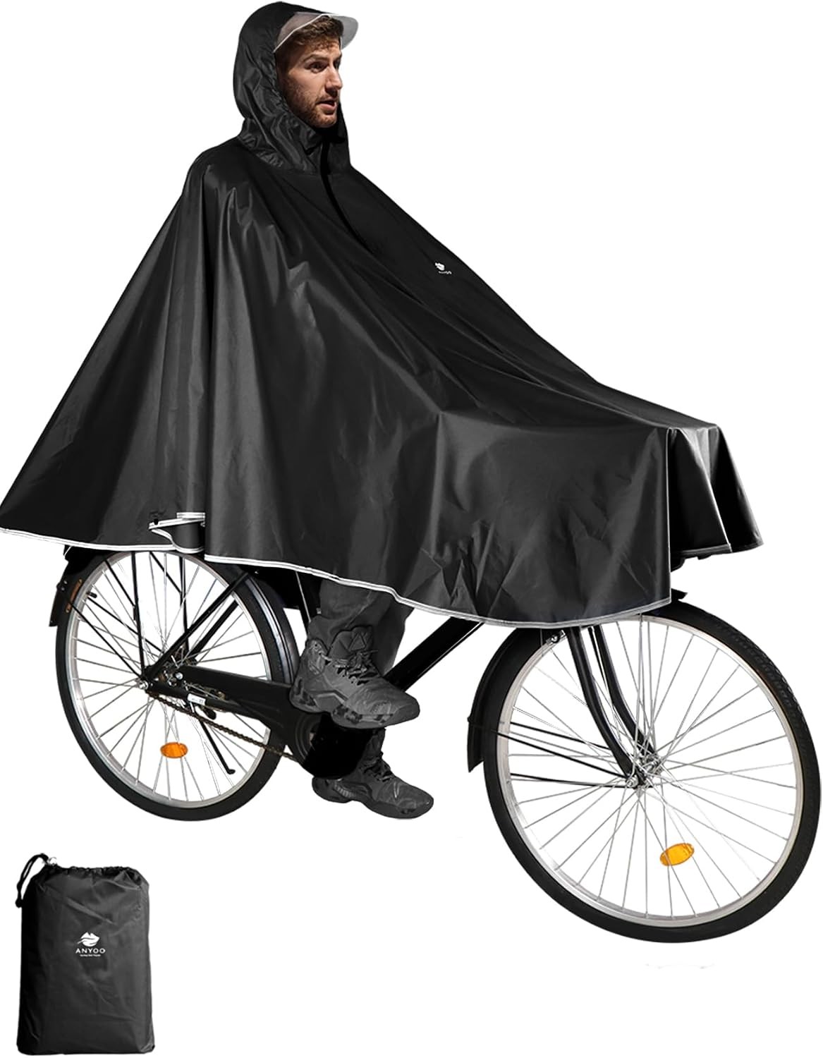 ANYOO ANYOO Waterproof Rain Poncho Bike Bicycle Rain Cape for Adults