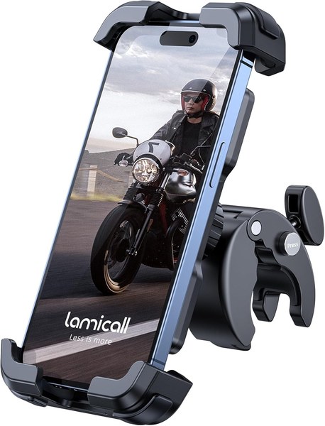 Lamicall Motorcycle/Bike Phone Holder Metal Lock Quick-Clip (15–40mm)